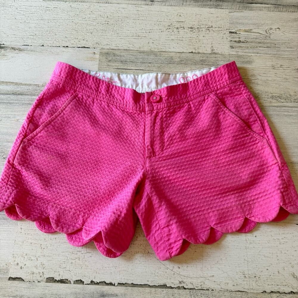 🍁 Lilly Pulitzer Buttercup Shorts Size 000 Pink Scalloped Beach‎ Preppy
